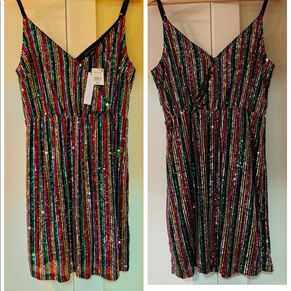 Sanctuary rainbow sequin striped embellished multi cocktail party new with tag - Picture 11 of 14